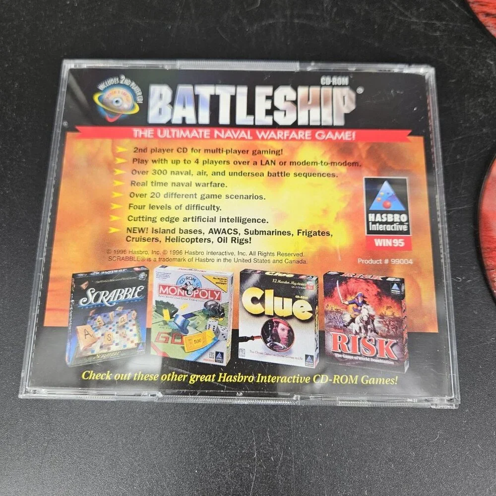 Vintage Battleship PC Game CD-ROM Windows 95 Hasbro 2 Disc Set 99004 USA 1996